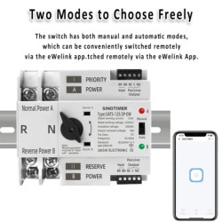 Comutator inteliget pentru PV WiFi eWeLink 2P 125A AC 230V ATS cu alimentare dublă, selector automat de transfer